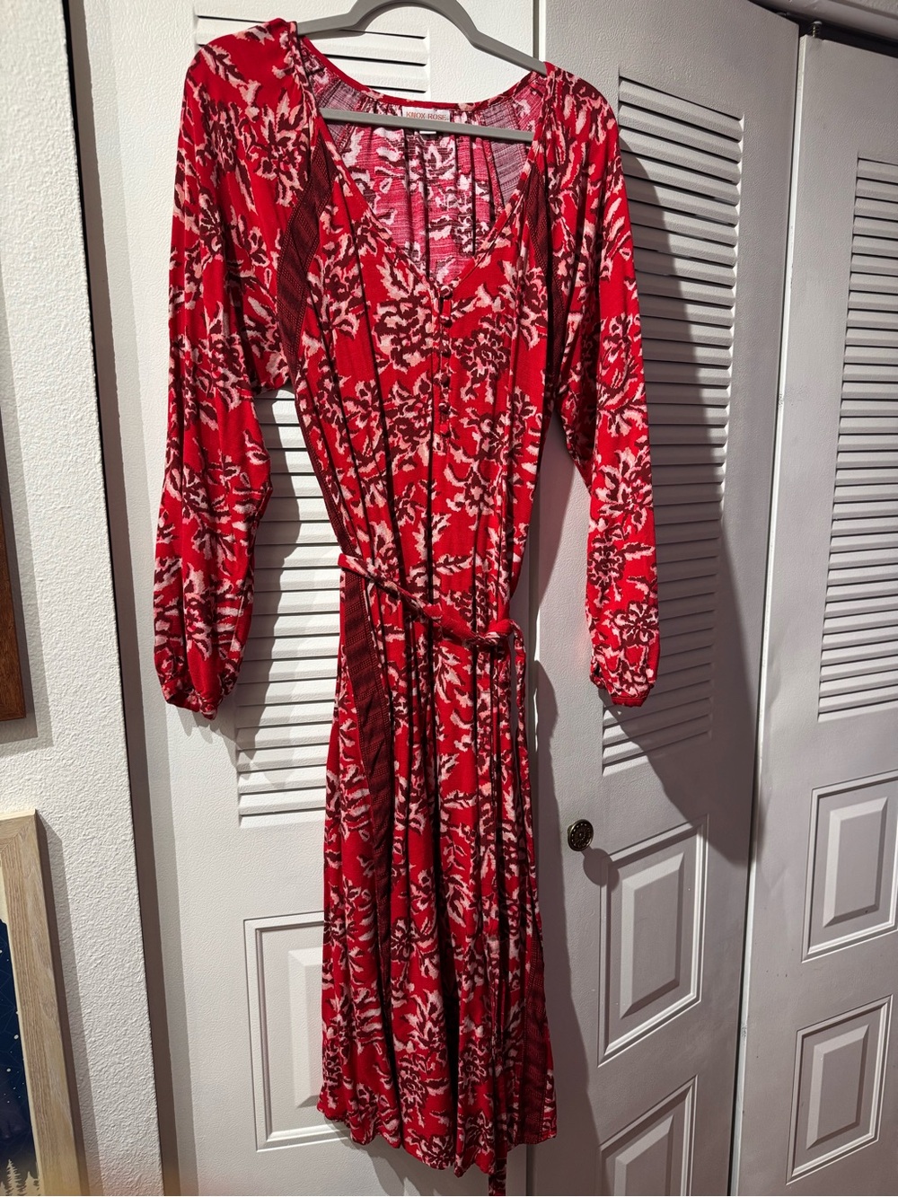 Knox Rose Red Floral Long-Sleeve Wrap Dress